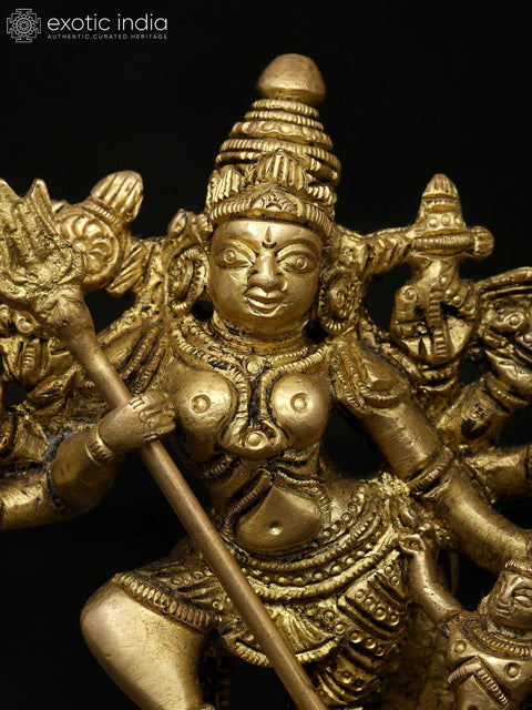 5" Small Mahishasuramardini (Goddess Durga) | Brass Statue
