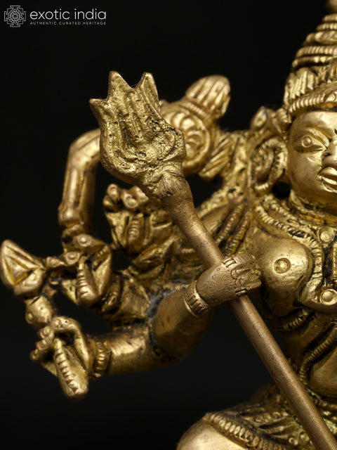 5" Small Mahishasuramardini (Goddess Durga) | Brass Statue