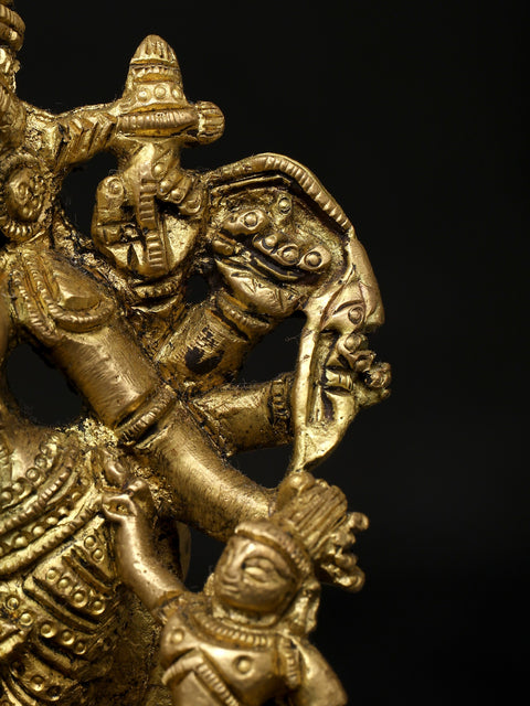 5" Small Mahishasuramardini (Goddess Durga) | Brass Statue