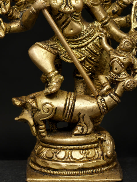 5" Small Mahishasuramardini (Goddess Durga) | Brass Statue