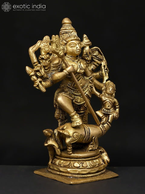 5" Small Mahishasuramardini (Goddess Durga) | Brass Statue