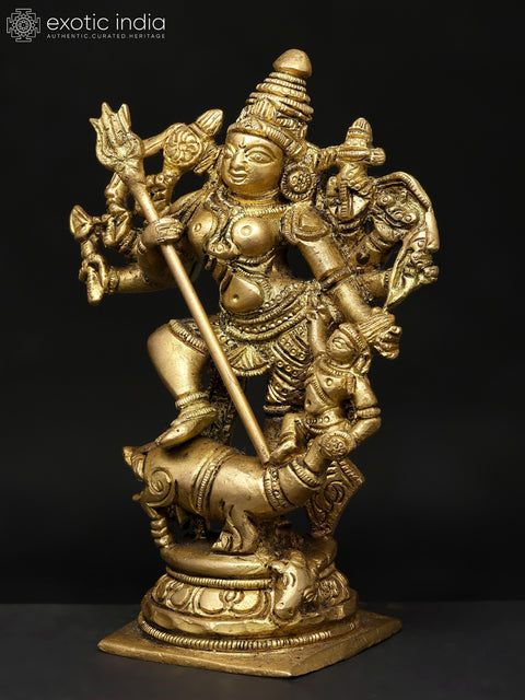 5" Small Mahishasuramardini (Goddess Durga) | Brass Statue