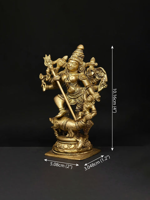 5" Small Mahishasuramardini (Goddess Durga) | Brass Statue
