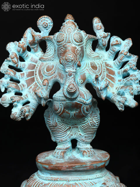 9" Sixteen Armed Vira-Ganesha | Brass Statue | Made In India