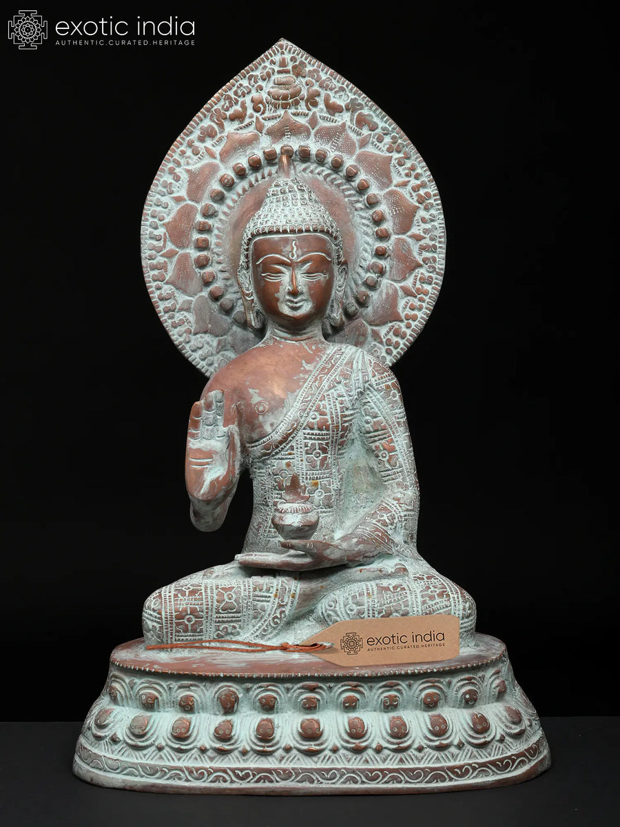 13" Shakyamuni Buddha Abhaya Mudra Brass Statue Handmade