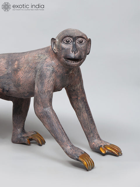 21" Brass Monkey Statue | Home Decor