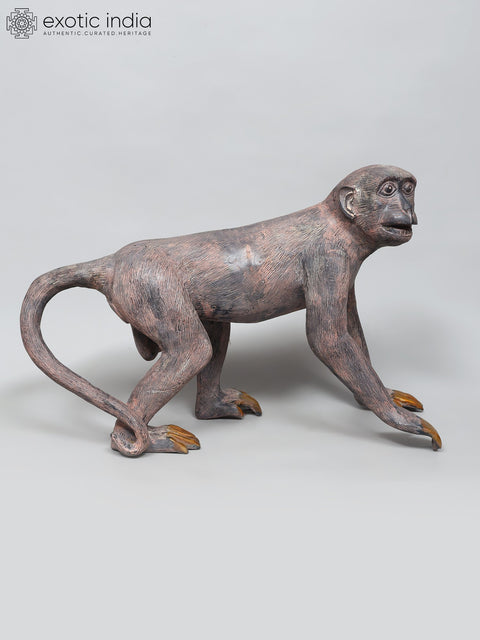 21" Brass Monkey Statue | Home Decor