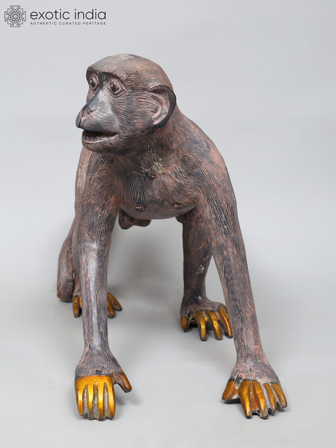 21" Brass Monkey Statue | Home Decor