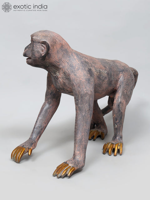 21" Brass Monkey Statue | Home Decor