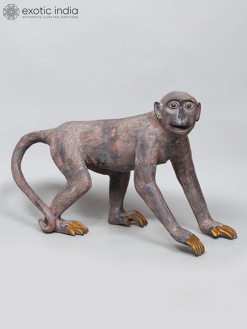 21" Brass Monkey Statue for Home Decor