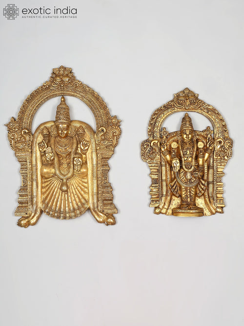 25" Lord Tirupati Balaji and Padmavathi Brass Wall Hanging Statue Pair