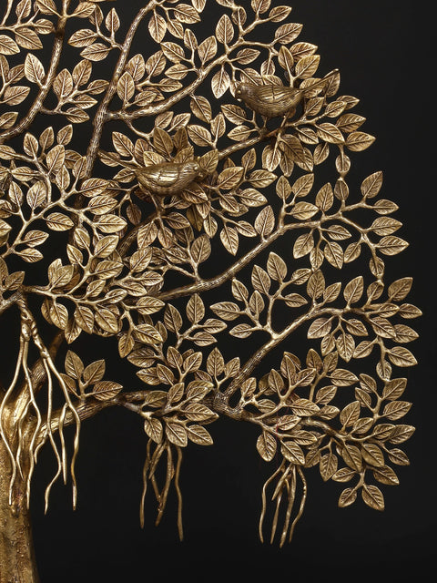 36" Large Size Brass Tree of Life with Marble Base | Home Decor