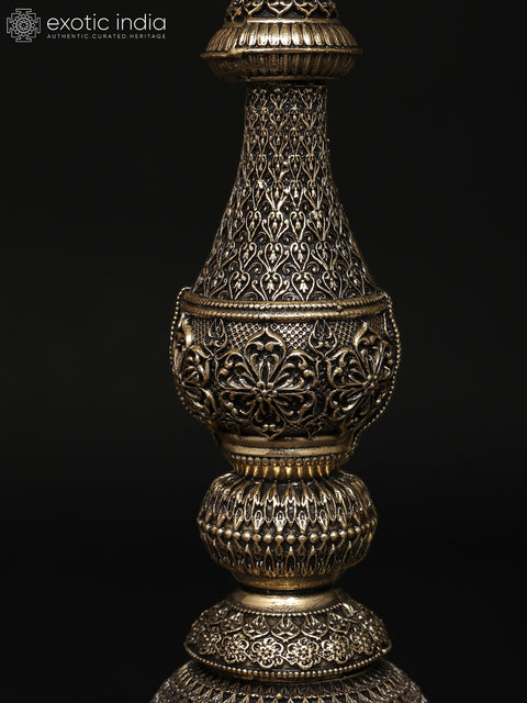 8" Multi Wicks Superfine Peaocock Lamp in Brass | Ritual Item