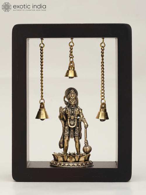 8" Standing Lord Hanuman Blessing Gesture Brass Wall Hanging Sculpture
