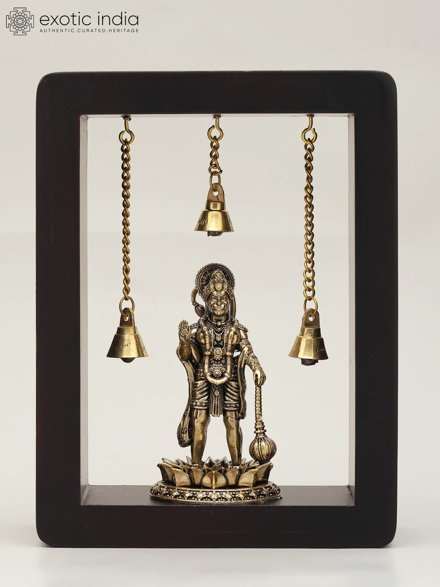 8" Standing Lord Hanuman Blessing Gesture Brass Wall Hanging Sculpture
