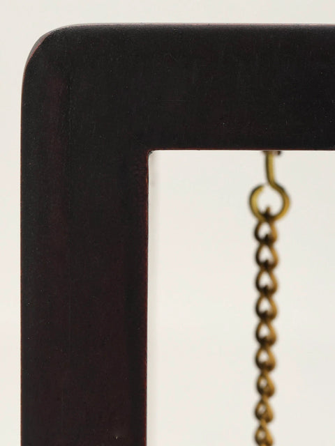 8" Superfine Standing Lord Hanuman in Blessing Gesture | Wood Framed Brass Sculpture | Wall Hanging