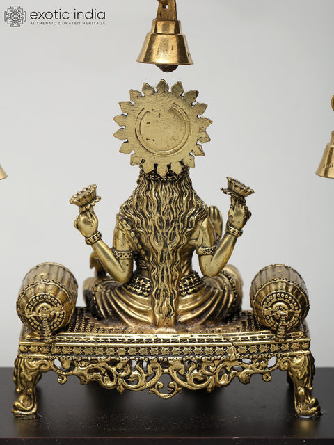 12" Wood Framed Superfine Sitting  Lakshmi Ganesha Statues in Brass | Wall Hanging