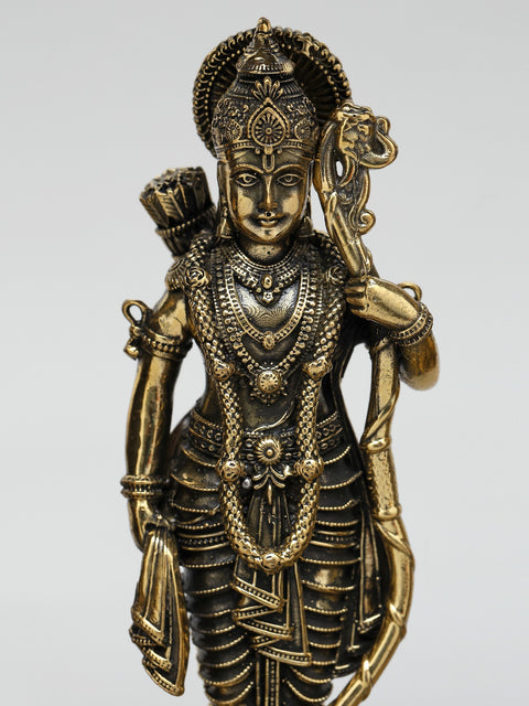 11" Wood Framed Superfine Shri Ram Darbar in Brass | Wall Hanging