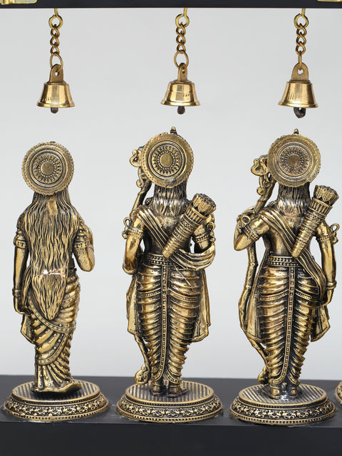 11" Wood Framed Superfine Shri Ram Darbar in Brass | Wall Hanging
