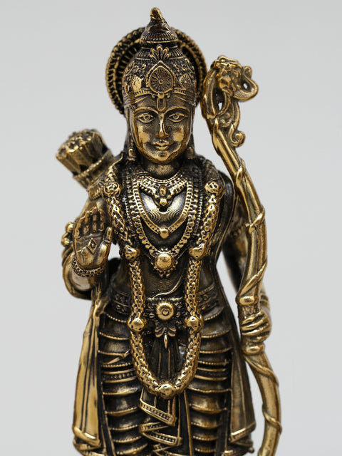 9" Superfine Shri Ram Darbar with Bells | Wood Framed Brass Sculptures | Wall Hanging
