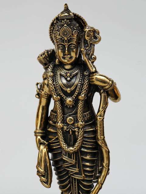 9" Superfine Shri Ram Darbar with Bells | Wood Framed Brass Sculptures | Wall Hanging