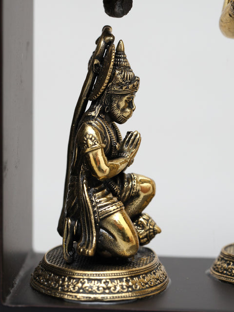 9" Superfine Shri Ram Darbar with Bells | Wood Framed Brass Sculptures | Wall Hanging