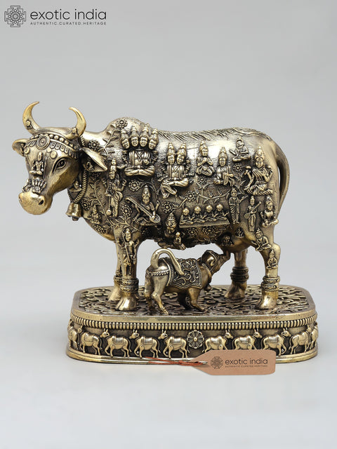 Superfine Kamadhenu Cow with All Gods and Goddesses | Brass Statue