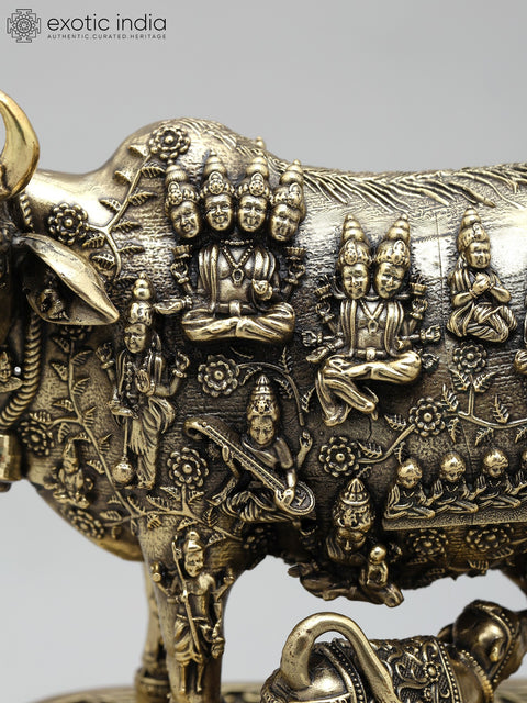 Superfine Kamadhenu Cow with All Gods and Goddesses | Brass Statue