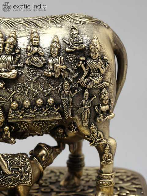 Superfine Kamadhenu Cow with All Gods and Goddesses | Brass Statue