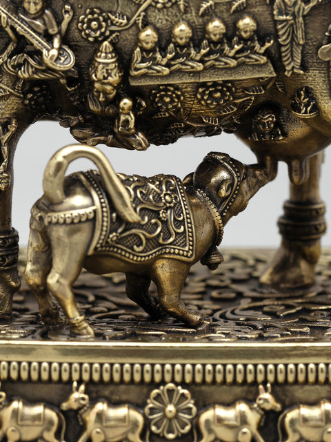 Superfine Kamadhenu Cow with All Gods and Goddesses | Brass Statue