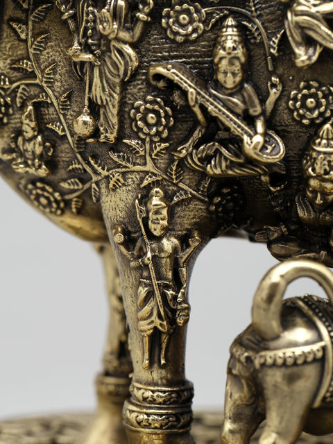 Superfine Kamadhenu Cow with All Gods and Goddesses | Brass Statue