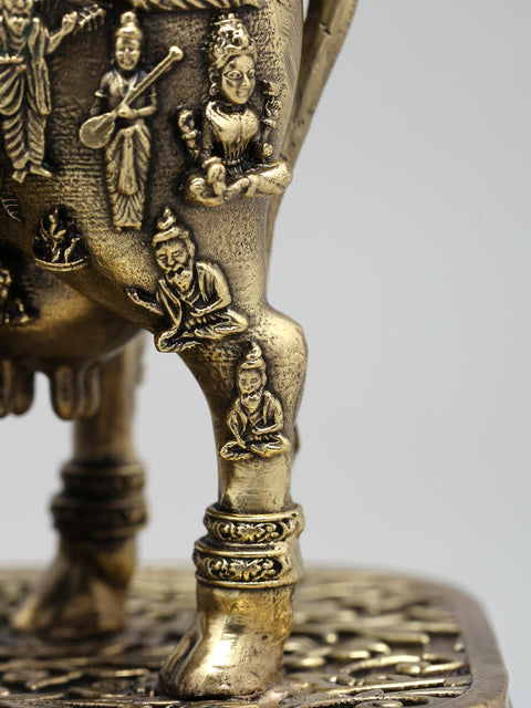 Superfine Kamadhenu Cow with All Gods and Goddesses | Brass Statue