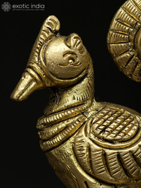 3" Small Decorative Peacock | Brass Statue | Table Decor