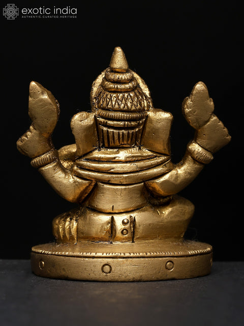 2" Small Four Armed Blessing Lord Ganesha | Brass Idol