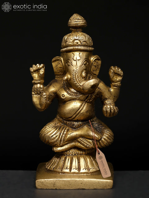 4" Small Lord Ganesha Brass Idol | Made In India | Handmade