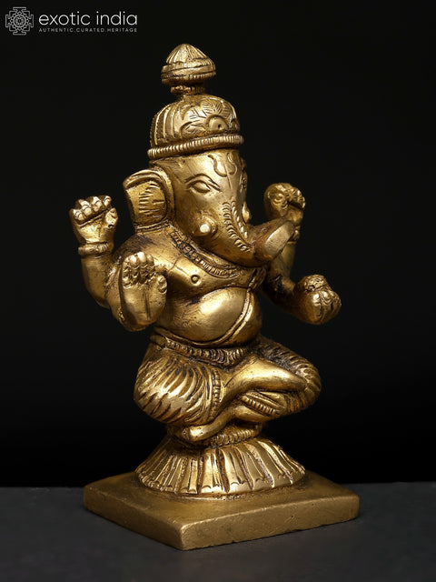 4" Small Lord Ganesha Brass Idol | Made In India | Handmade