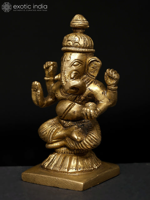 4" Small Lord Ganesha Brass Idol | Made In India | Handmade