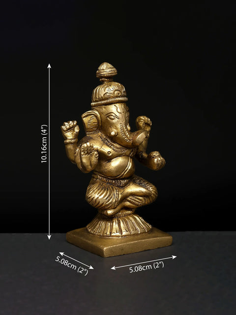 4" Small Lord Ganesha Brass Idol | Made In India | Handmade