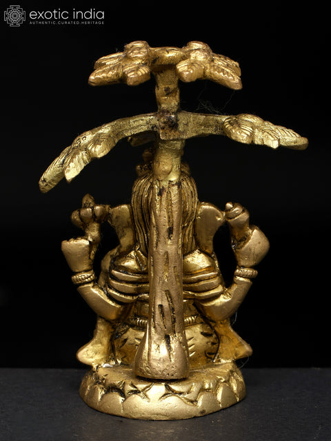 4" Small Blessing Lord Ganesha Seated Under The Tree | Brass Statue