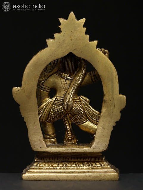 4" Small Bajarangabali Hanuman with Kirtimukha Prabhavali | Brass Statue
