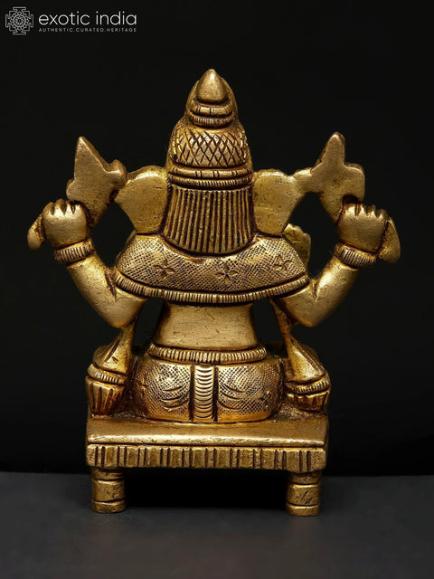 4" Chaturbhuja Lord Ganesha | Brass Idol | Made In India