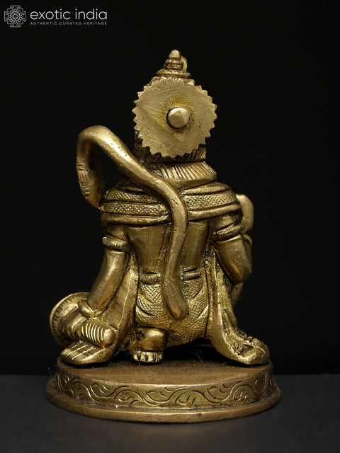 4" Small Sitting Lord Hanuman in Blessing Gesture | Brass Statue