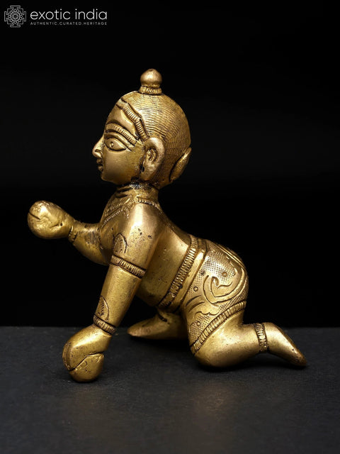 3" Small Brass Laddu Gopal (Krishna) | Brass Statue