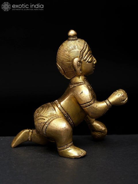3" Small Brass Laddu Gopal (Krishna) | Brass Statue