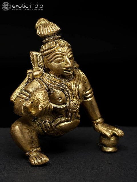 3" Small Laddu Gopal (Baby Krishna) | Brass Idol