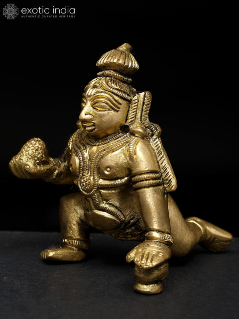 3" Small Laddu Gopal (Baby Krishna) | Brass Idol