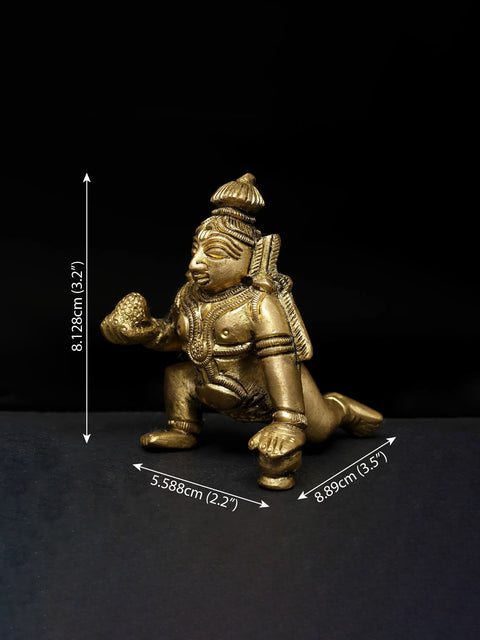 3" Small Laddu Gopal (Baby Krishna) | Brass Idol
