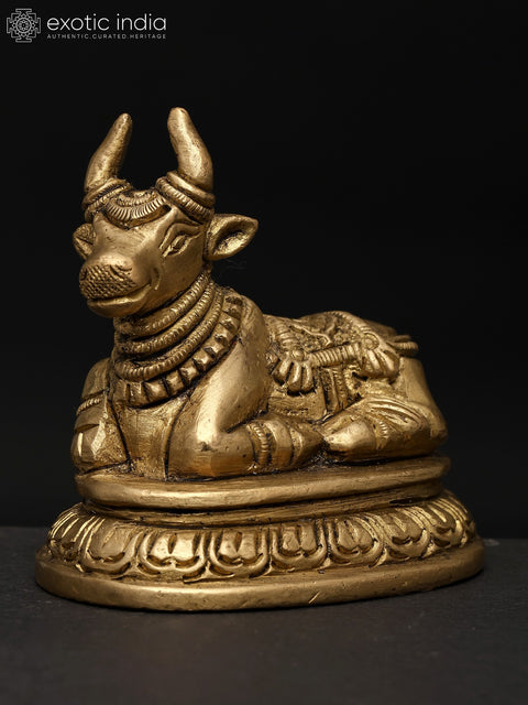 3" Small Nandi - Vahana of Lord Shiva | Brass Statue