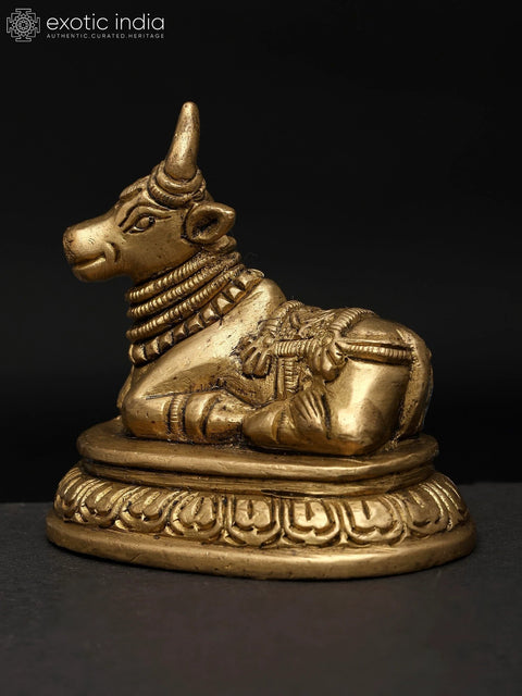 3" Small Nandi - Vahana of Lord Shiva | Brass Statue
