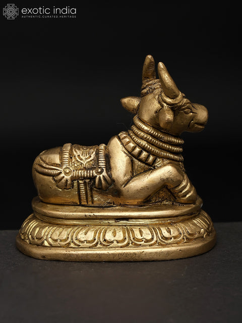 3" Small Nandi - Vahana of Lord Shiva | Brass Statue